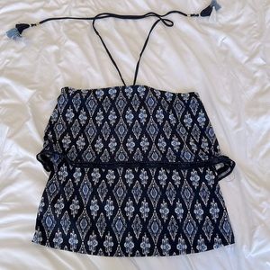 White House black market tube top with neck tie.